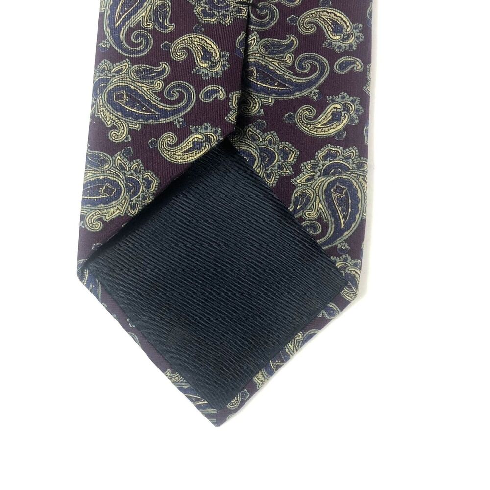 STAFFORD 100% Silk Paisley Tie Burgundy Maroon Navy Gold Handmade - Picture 7 of 8